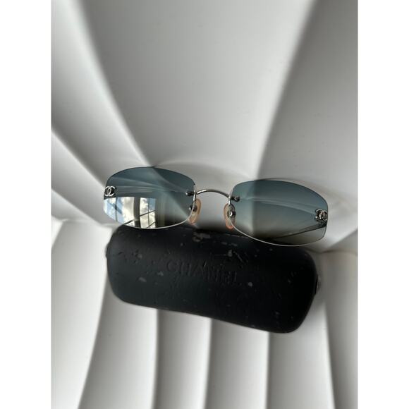 Chanel Blue Logo Rimless  Sunglasses - Picture 11 of 15